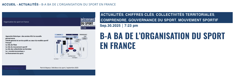 B-A BA organisation du sport en france